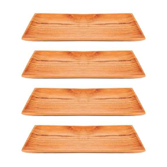 Rectangular Teak Wood Plate - Large 4-Pack