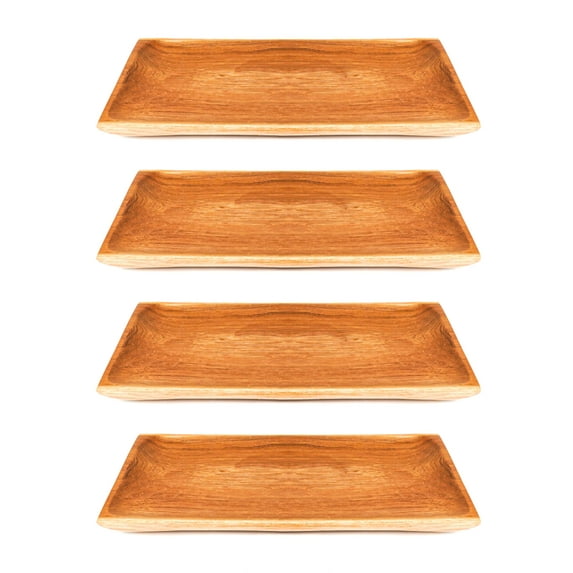Rectangular Teak Wood Plate - Regular 4-Pack