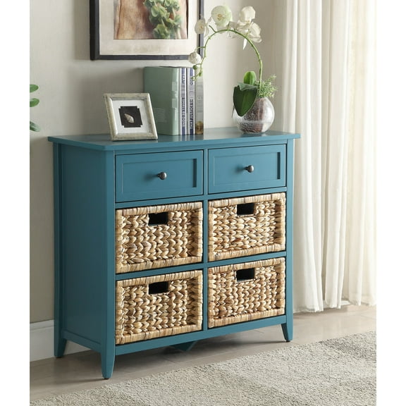 Rectangular Teal Cabinet - Six Drawers For Versatile Storage Console Functional And Stylish Your Home