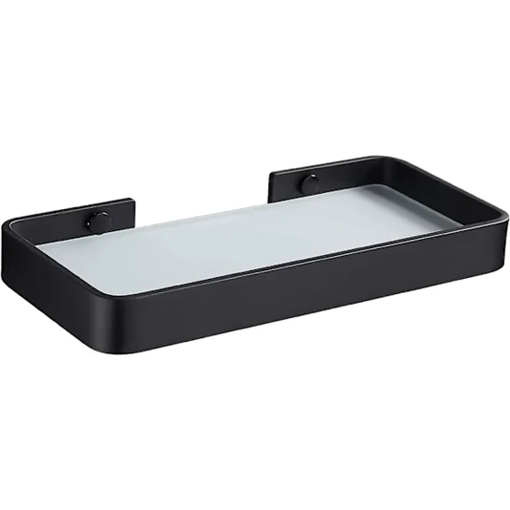 Rectangular Tempered Glass Bathroom Storage Shelf