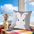 thumbnail image 1 of Rectangular Three Brown Rabbits Waist Cushion Cover, Happy Easter Bunny Waist Pillowcase, 17.7"x17.7" Rustic Farmhouse Spring Decorative Lumbar Pillow for Home Sofa Couch Living Room Decor, 1 of 6