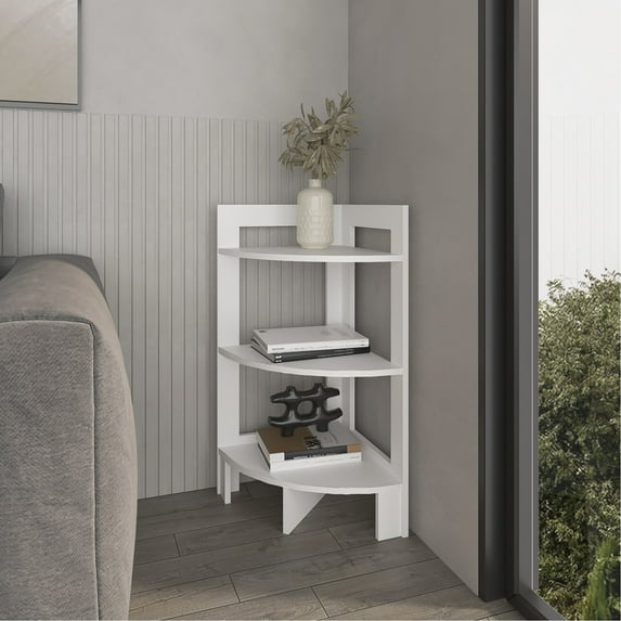 Rectangular Three - Tier White Corner Shelf | Perfect for Storing Essentials in Hard - to - Reach Corners | Complementary to Any Decor Style