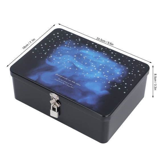 Rectangular Tinplate Case With Padlock  Keys, Secure Storage For Keepsakes, Tea, Or Small Gifts, 9.6" X 7.1"