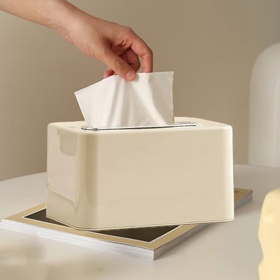 Rectangular Tissue Box Cover Stylish Bathroom Home Office Car Decor Facial Tissue Holder Easy Access Water-Oil Resistant Clean Storage Box Elegant Practical Desktop Organization