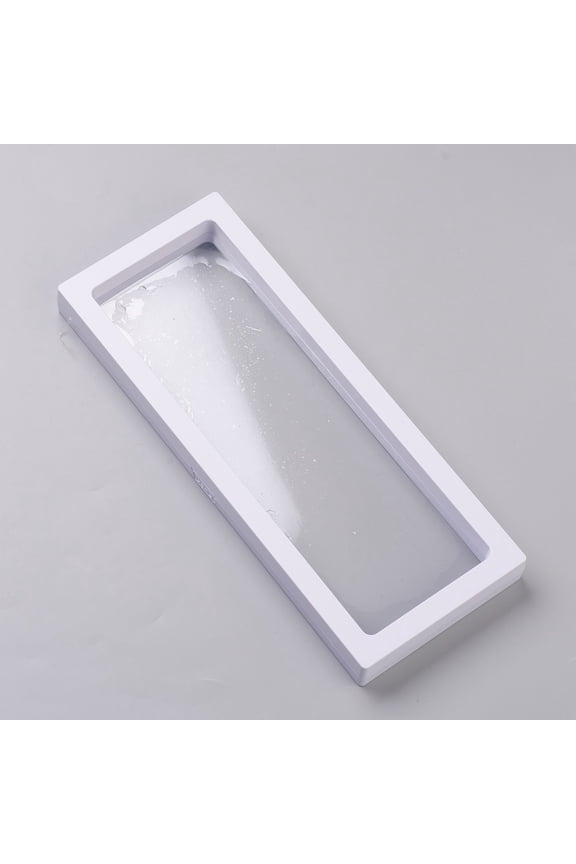Rectangular Transparent 3D Floating Frame Display for Ring Necklace Bracelet Earring Coin Display Stands Aa Medallions White 23.2x2x9.1cm