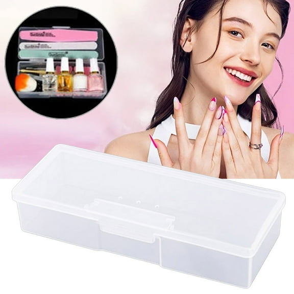 Rectangular Transparent Nail Storage Box, Kingtow Transparent Nail Brush Kit Storage Box Plastic Container Organizer Case