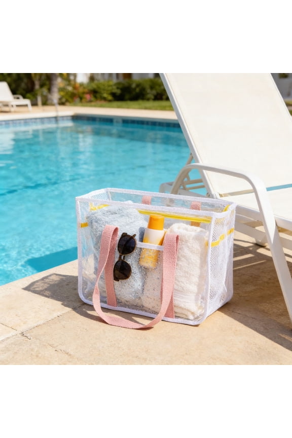 Rectangular Travel Storage Bag, Clear Organization Handbag in Durable Plastic for Youth
