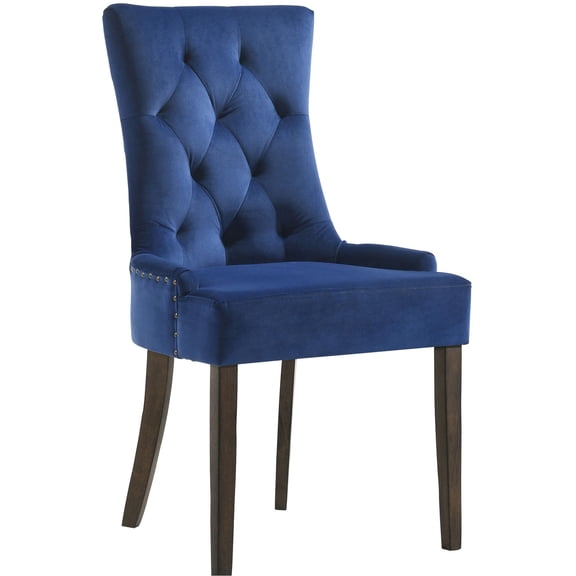 Rectangular Tufted Back Side Chairs in Blue / Comfortable Seating for Dining, Set of 2