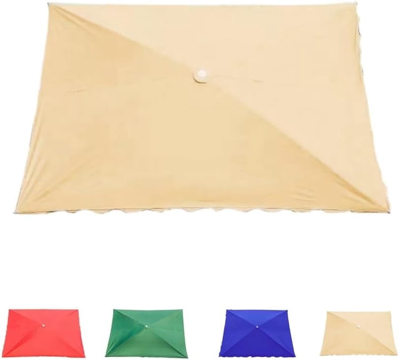 Rectangular Umbrella Replacement Canopy 8'x6.5' 10'x6.5' 10'x8', 4/6 Ribs Sun Umbrella Replacement Umbrella Cloth for Patio Yard Market Table Lawn(Khaki,300x250cm/10'x8')