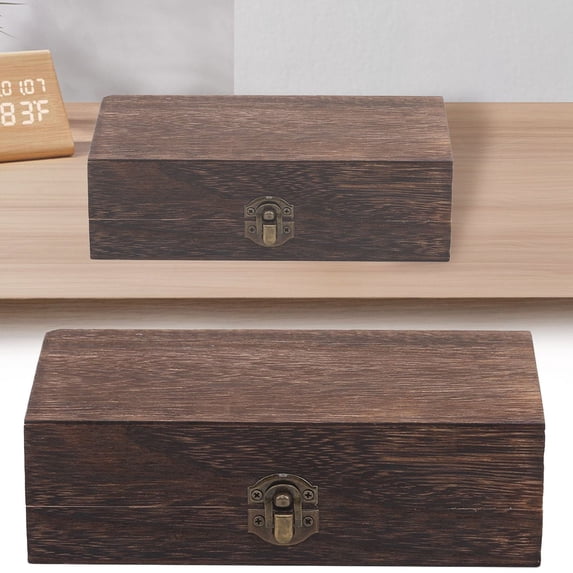 Rectangular Unpainted Wooden Box with Lid, Natural Storage Container for Jewelry, Crafts, and Small Items