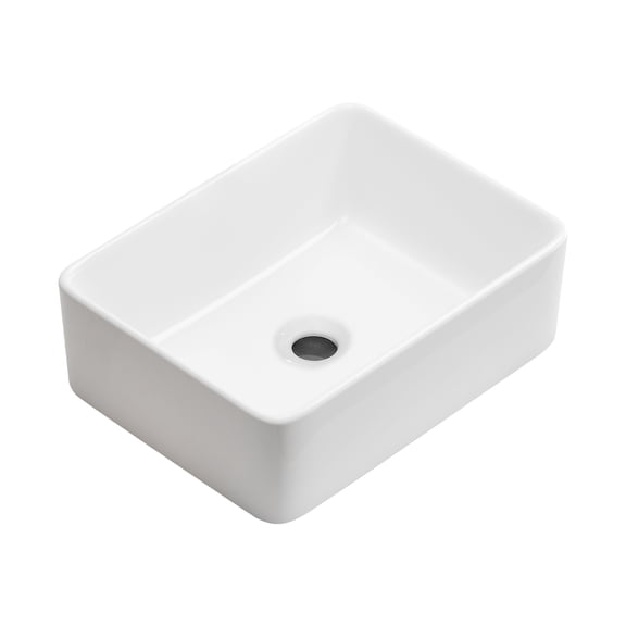Rectangular Vessel Sink, 16"X12" Small Bowl Bathroom Vessel Sink, White Ceramic Lavatory Above Counter Art Basin Vanity Sink