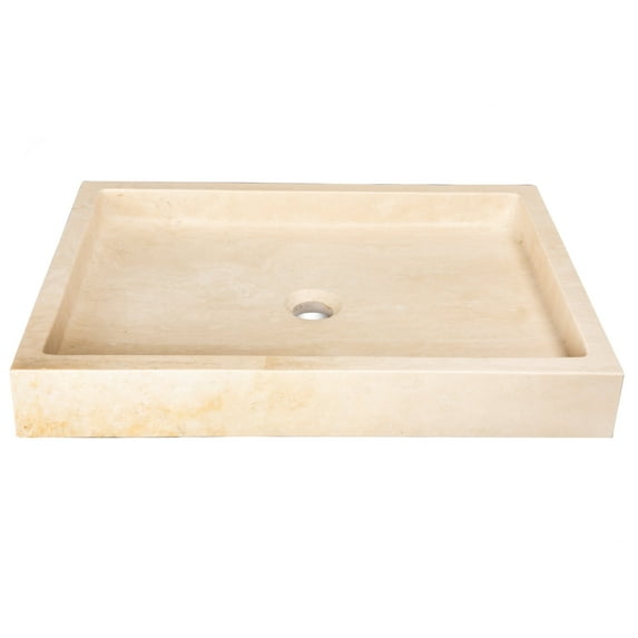 Rectangular Vessel Sink - Honed Beige Travertine