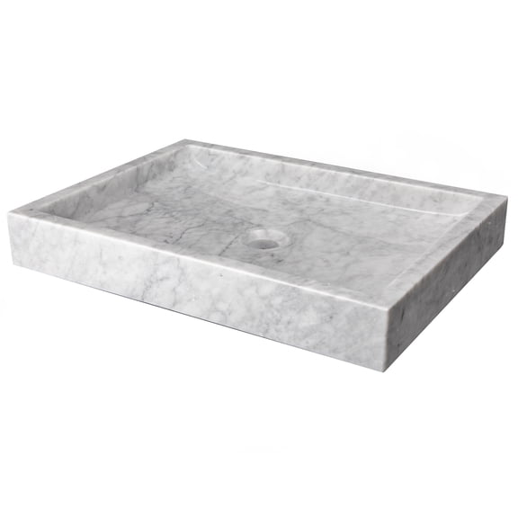 Rectangular Vessel Sink - White Carrara Marble