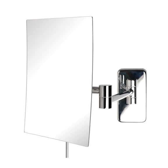 Rectangular Wall Mount Makeup Mirror, Chrome Finish, 5x Magnification