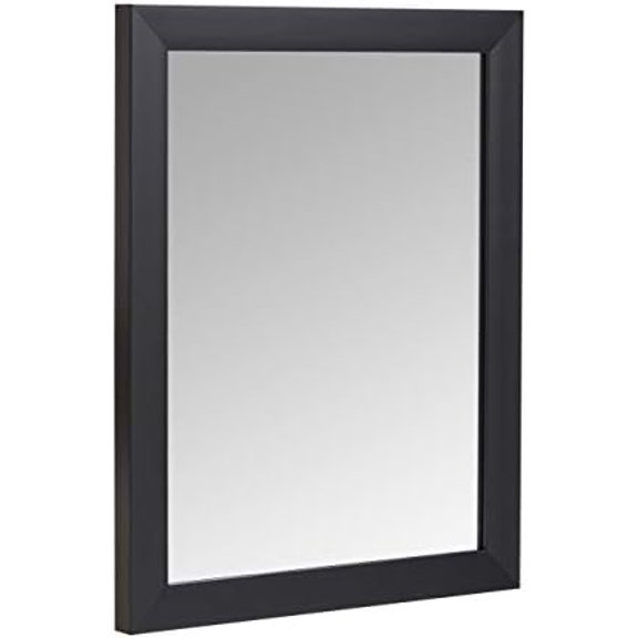 Rectangular Wall Mount Mirror with Standard Trim for Bedroom, Living Room, Entryway, Hangs Horizontally or Vertically, 16 x 20 inch, Black