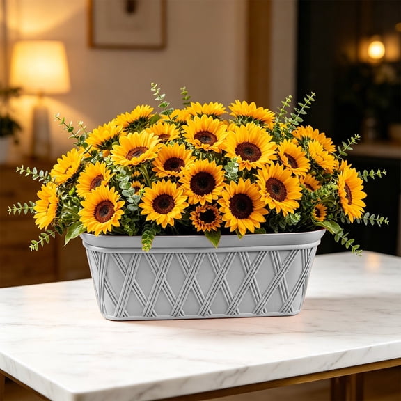 Rectangular Wall Mount Planter, Faux Leather Texture Planter, Plastic Window Box Planter, Ventilated Breathable Plant Basin, for Indoor Outdoor Balcony Patio Garden Herb Flower Small Plant Planting