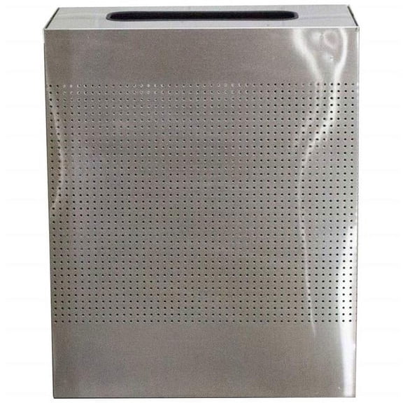 Rectangular Waste Receptacle with Perforated Holes & Bag Retainer Bands, Brushed Stainless Steel