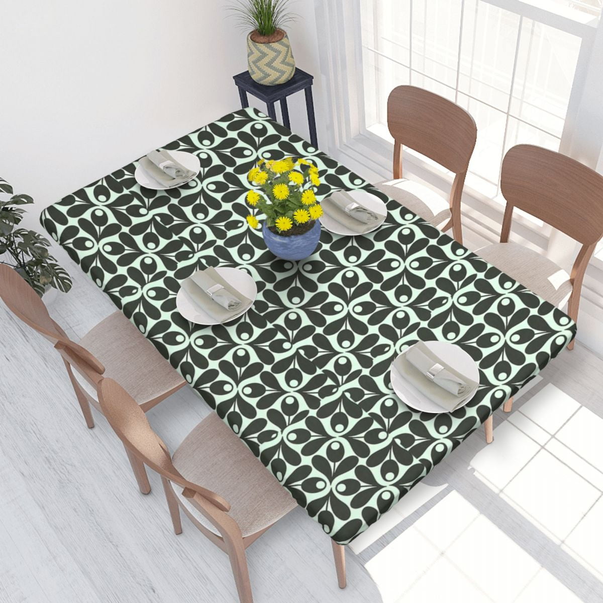 Rectangular Waterproof OilProof Orla Kiely Floral Abstract Tablecloth