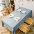 thumbnail image 1 of Rectangular Waterproof Tablecloth Checkered Table Cloth With Tassel Cotton Linen Table Cover, 1 of 5