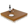 thumbnail image 1 of Rectangular Waterproof Tablecloth,Fitted Solid Color Leather Tablecloth With Lace,Oilproof Stain Resistant Table Cover For Coffee Table Dining Table Mahjong Desk -square Brown-60*60cm, 1 of 7