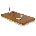 thumbnail image 1 of Rectangular Waterproof Tablecloth,Fitted Solid Color Leather Tablecloth With Lace,Oilproof Stain Resistant Table Cover For Coffee Table Dining Table Mahjong Desk -Rectangle Brown-140*75cm, 1 of 7