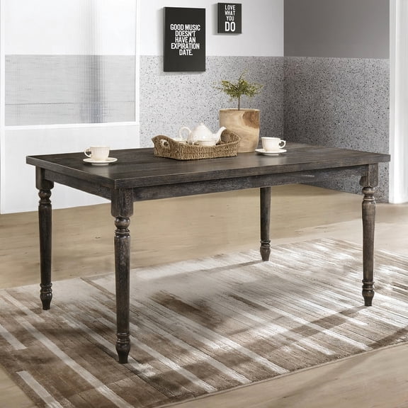 Rectangular Weathered Grey Table For Dining, Accommodates 6 With And Strong Legs Dining Surface Stable Base