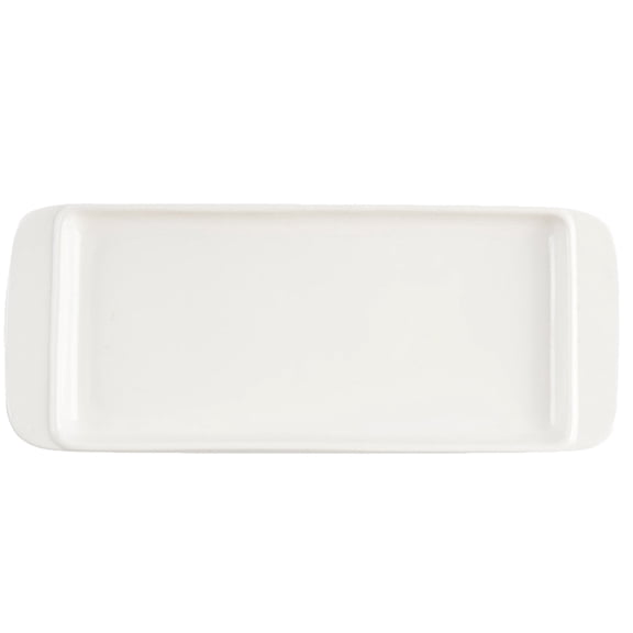 Supvox White Ceramic Rectangular Dinner Plate for Decor and Multi-Purpose Use