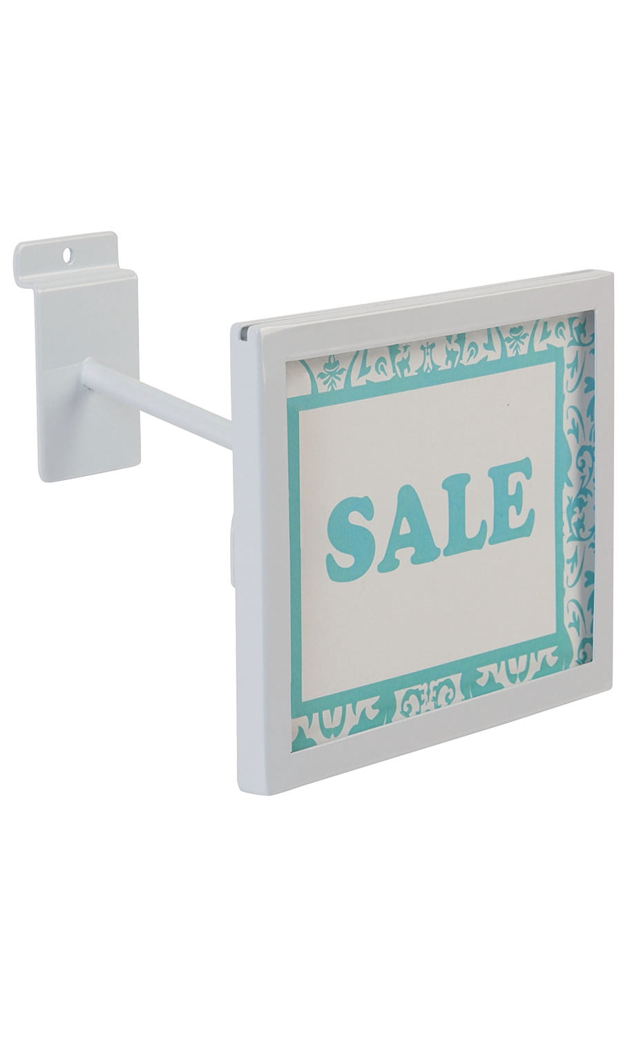 Rectangular White Faceout Sign Holder for Slatwall - Holds 7