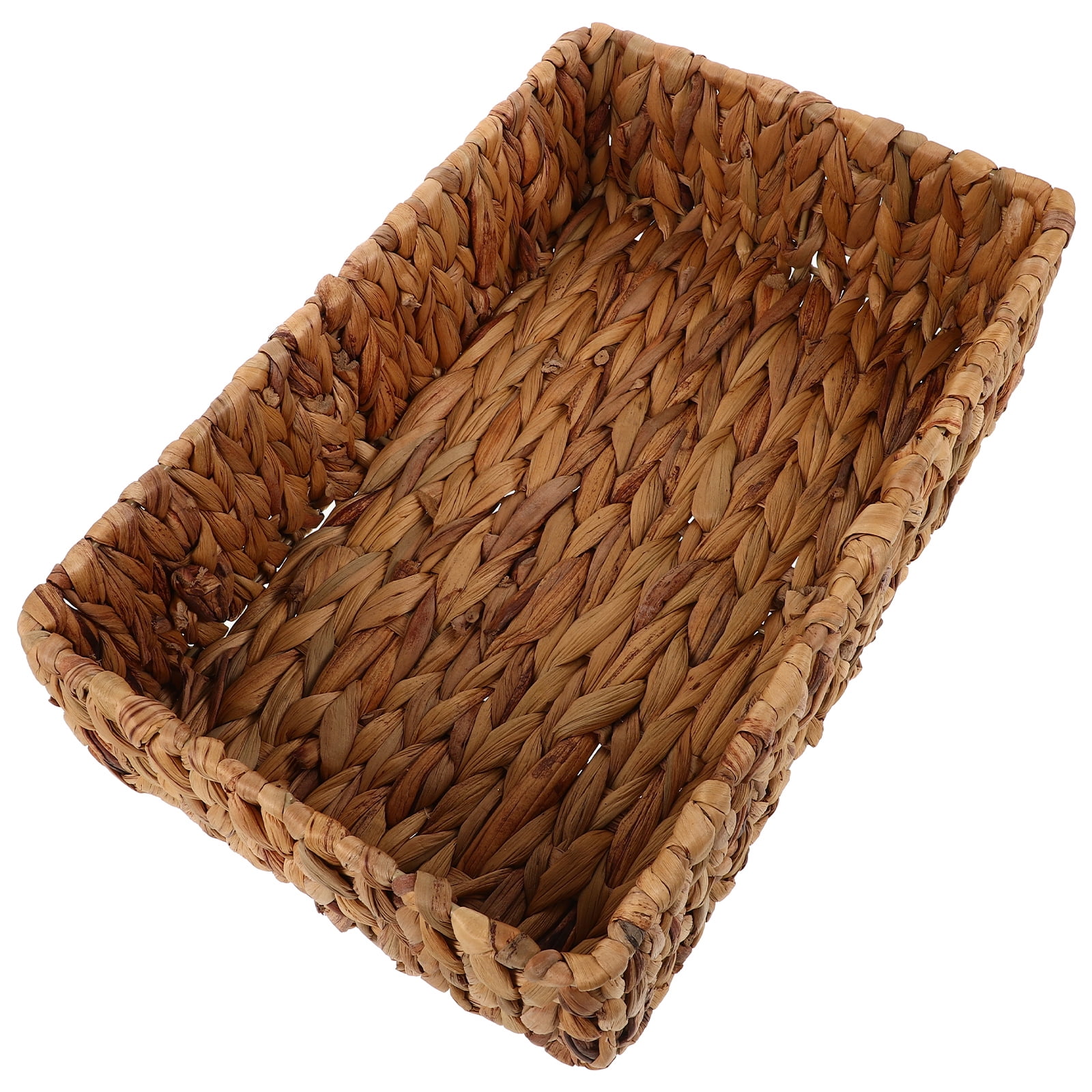 Rectangular Wicker Basket Handwoven Fruit Storage Basket Small Decorative Basket Woven Sundries Organizer Tabletop Storage Container Bins For Home Kitchen Bathroom Bar