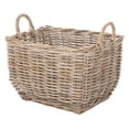 thumbnail image 1 of Rectangular Wicker Basket Handwoven Rattan Basket with Handles Decorative Storage Large Home Organizer Gray-Brown, 1 of 5