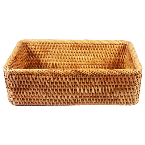Rectangular Wicker Bread Basket Hamper Handmade Woven Kitchen Storage Basket for Vegetables Food Fruit Sundries Makeups