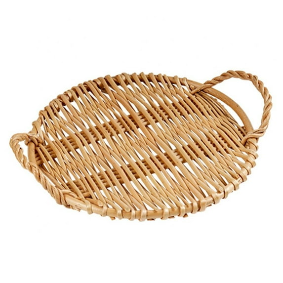 Rectangular Wicker Shallow Bread Basket,Flat Wicker Tray Baskets for Kitchen,Table,Fruit