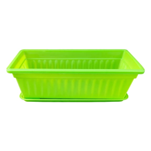 Rectangular Window Box Planter 17 Inches - Flower & Vegetable Planters with Saucer - Outdoor Indoor Garden Box for Windowsill, Railing, Patio, Yard - Includes Drainage Holes