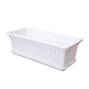 Rectangular Window Box Planter   17" Flower Pot with Tray   Indoor/Outdoor Vegetable & Herb Planter for Windowsill, Garden, Patio, Balcony Decor   Durable & Weather-Resistant