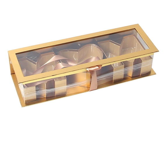 Rectangular Window Flower Box, Elegant Everlasting Soap Flower Packaging Box, Ideal Mother's Day Gift, Decorative Floral Gift Box for Home Party and Holiday Present Giving, 17.5*6*3.8in, Gold