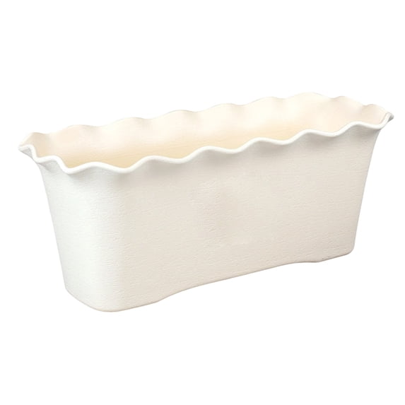 Rectangular Window Planter Box 11.88 Inch with Wavy Ruffled Edge Flower Pot Indoor Pot for Window Sill Garden Balcony Outdoor Garden White Planter