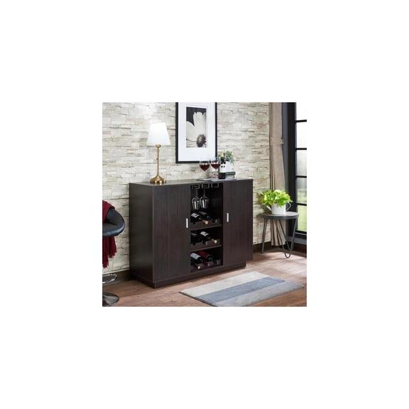 Rectangular Wine Server with Glass Rack - Espresso Finish