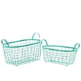 thumbnail image 1 of Rectangular Wire Basket with Handles and Mesh Body Set of Two Blue - Benzara, 1 of 1