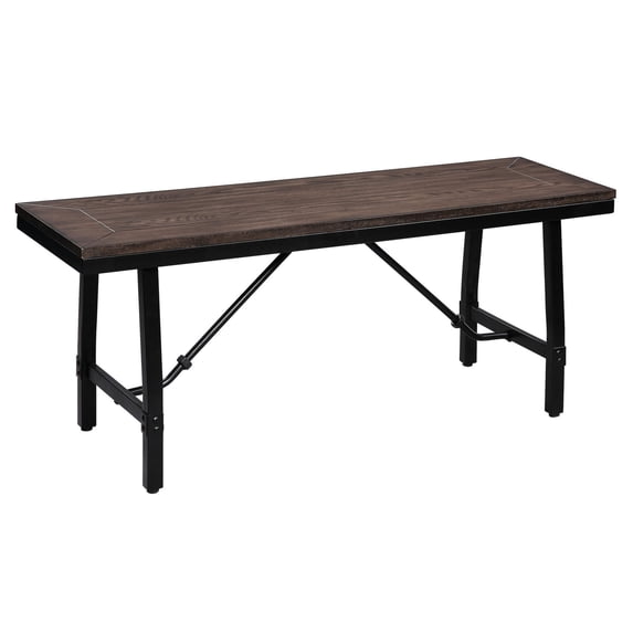 Rectangular Wood Bench with Black Accents / Comfortable Seating for Daily Use