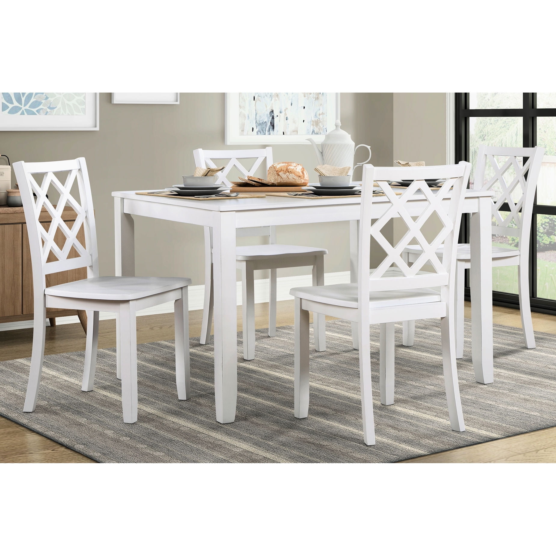 Rectangular Wood Dining Set with 4 Chairs - Great for Dining Room Use ...