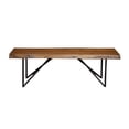 thumbnail image 1 of Rectangular Wooden Bench With Metal Angular Legs and Live Edge Look, Brown and Black- Saltoro Sherpi, 1 of 5