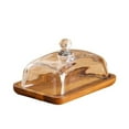 thumbnail image 1 of Rectangular Wooden Butter Plate Glass Cover Yellow Oil Plate Snack Dim Sum Cake Dessert Plate, 1 of 6