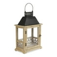 thumbnail image 1 of Rectangular Wooden Lantern with Black Metal Top and Galvanized Accent, 1 of 7
