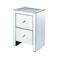 thumbnail image 1 of Rectangular Wooden Night Table with Glass Top and 2 Drawers, Silver- Saltoro Sherpi, 1 of 5