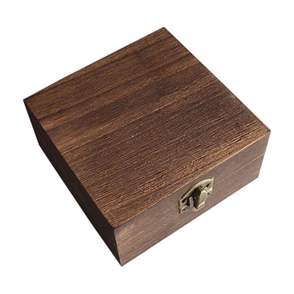 Rectangular Wooden Storage Box Retro Buckle Wooden Box Clamshell Wooden Box