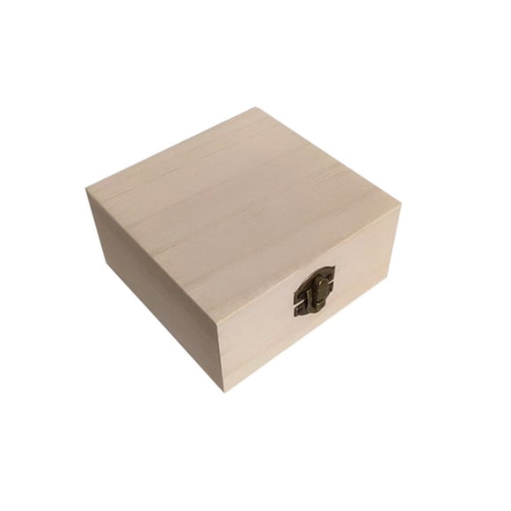 Rectangular Wooden Storage Box Retro Buckle Wooden Box Clamshell Wooden Box