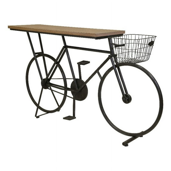Rectangular Wooden Top Console Table with Bicycle Design Base Black