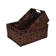 thumbnail image 1 of Rectangular Woven Water Hyacinth Basket,Dark Storage Basket With Inside Handle Shelves Kitchen Office Desk (Set of 2) C104, 1 of 3