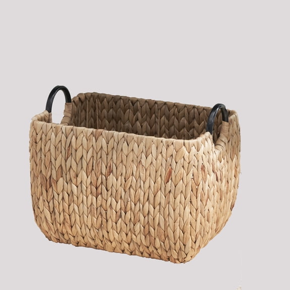 Rectangular Woven Wicker Baskets with Handles