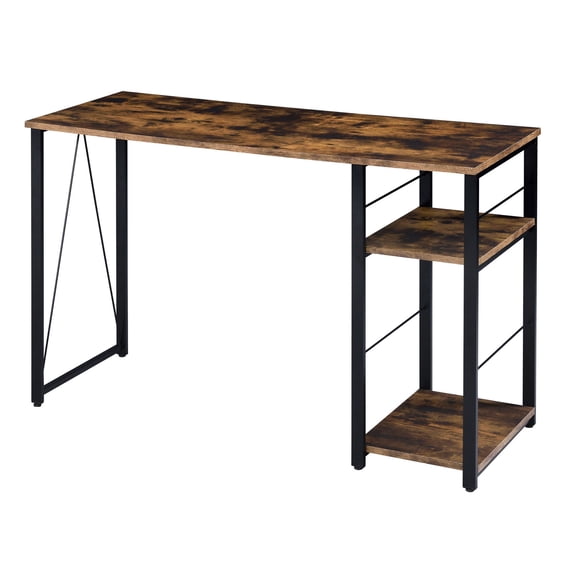 Rectangular Writing Desk with Shelves / Rustic Style for Office Productivity